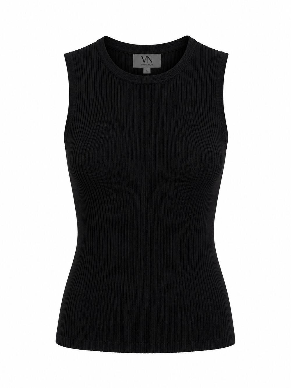 Votre Nom Black 100% Silk Sleeveless Sweater Tank Top Size Large